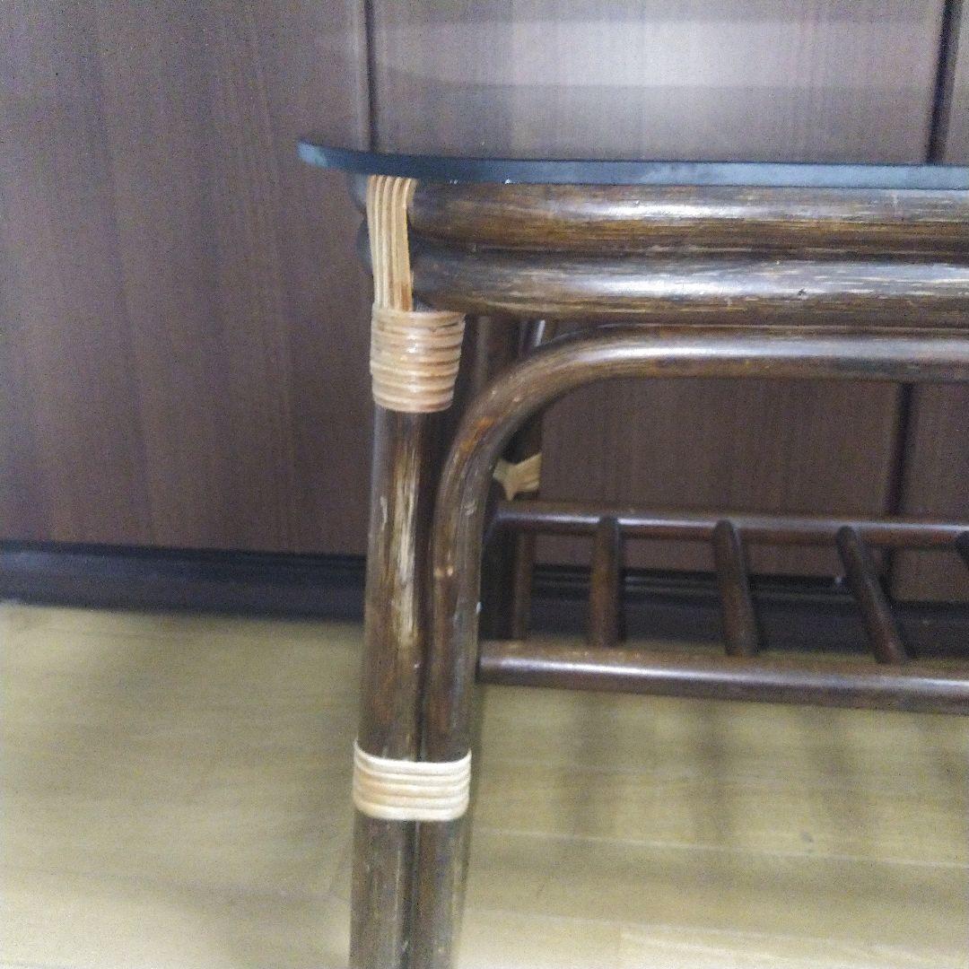ラタン ガラステーブル センターテーブル ローテーブル コーヒーテーブル