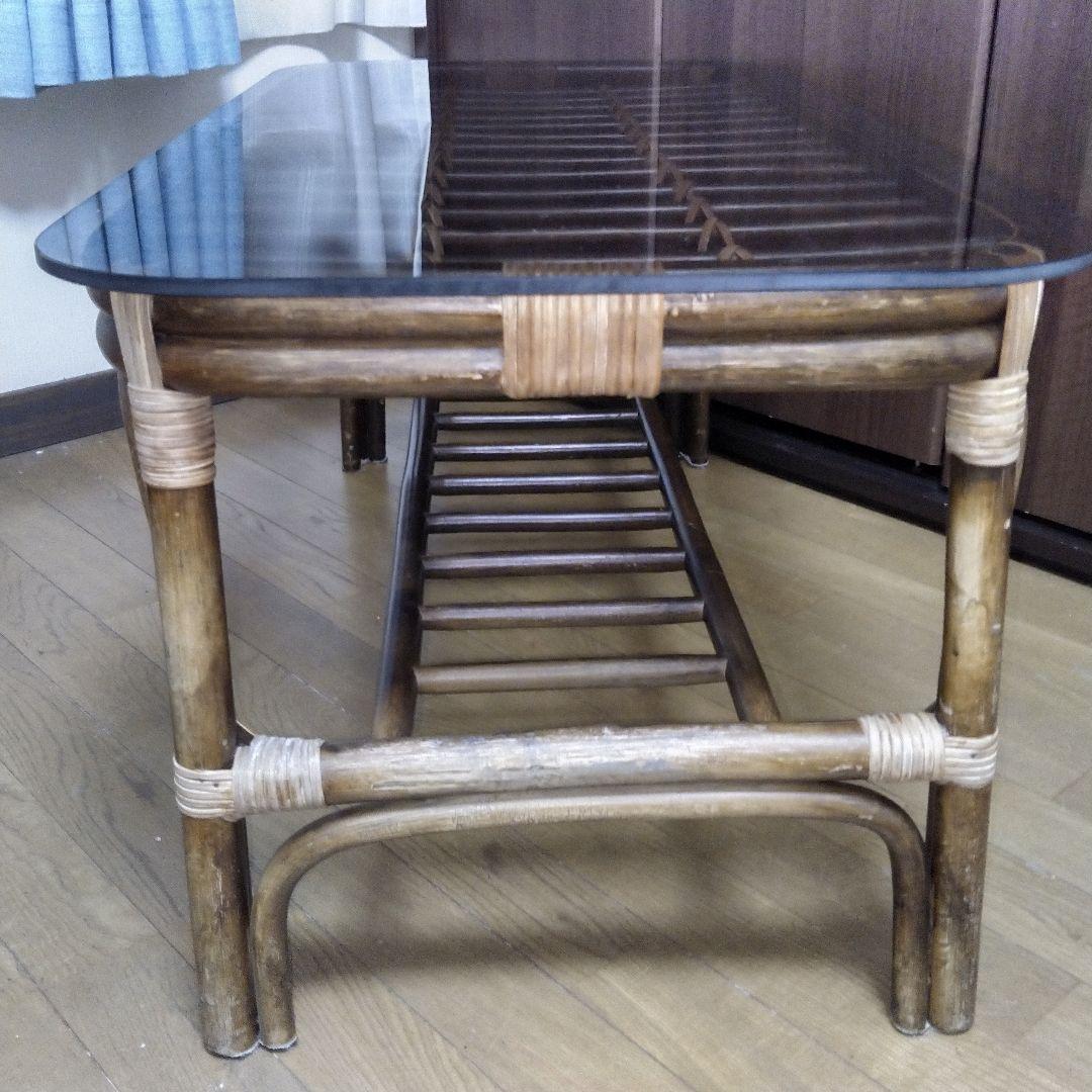 ラタン ガラステーブル センターテーブル ローテーブル コーヒーテーブル