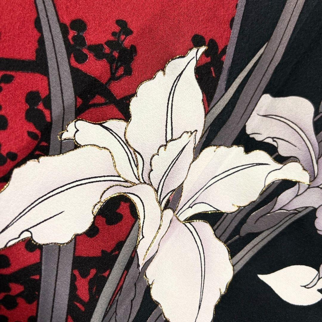 振袖　刺繍　金糸　菖蒲　牡丹　花影　着物　121b p ms