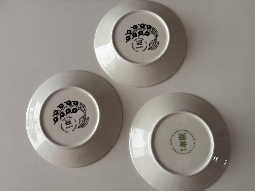 旧ロゴ　アラビア　アピラ　パラティッシ　3枚セット　お皿　ソーサー16.5cm