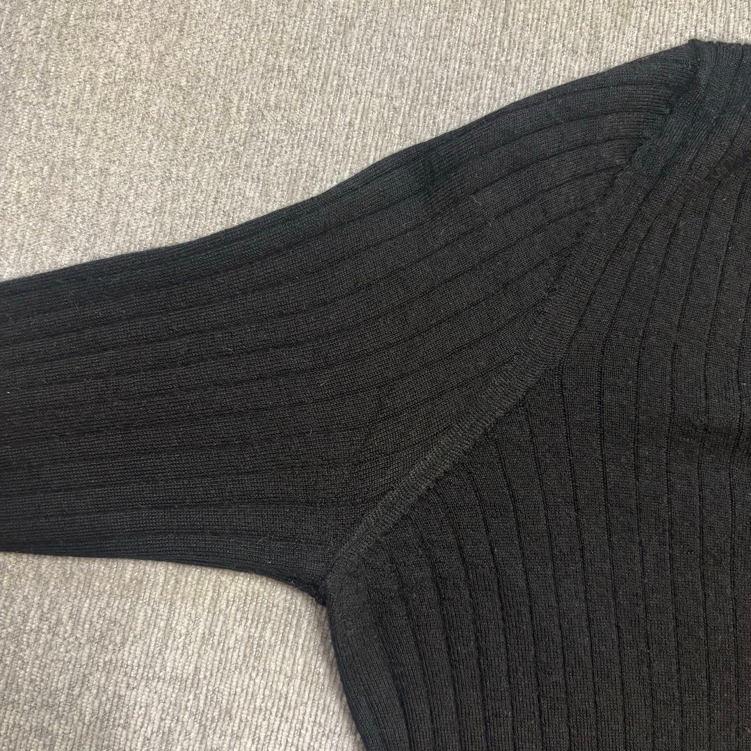 【美品】ドゥロワー 18G カシミヤシルクリブクルーネックニット 2