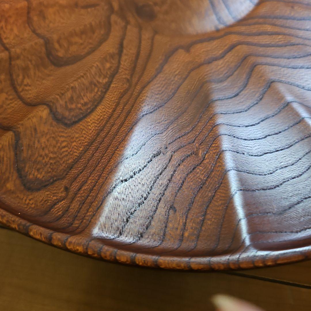 ふき漆　飾り盆40cm　木地挽き