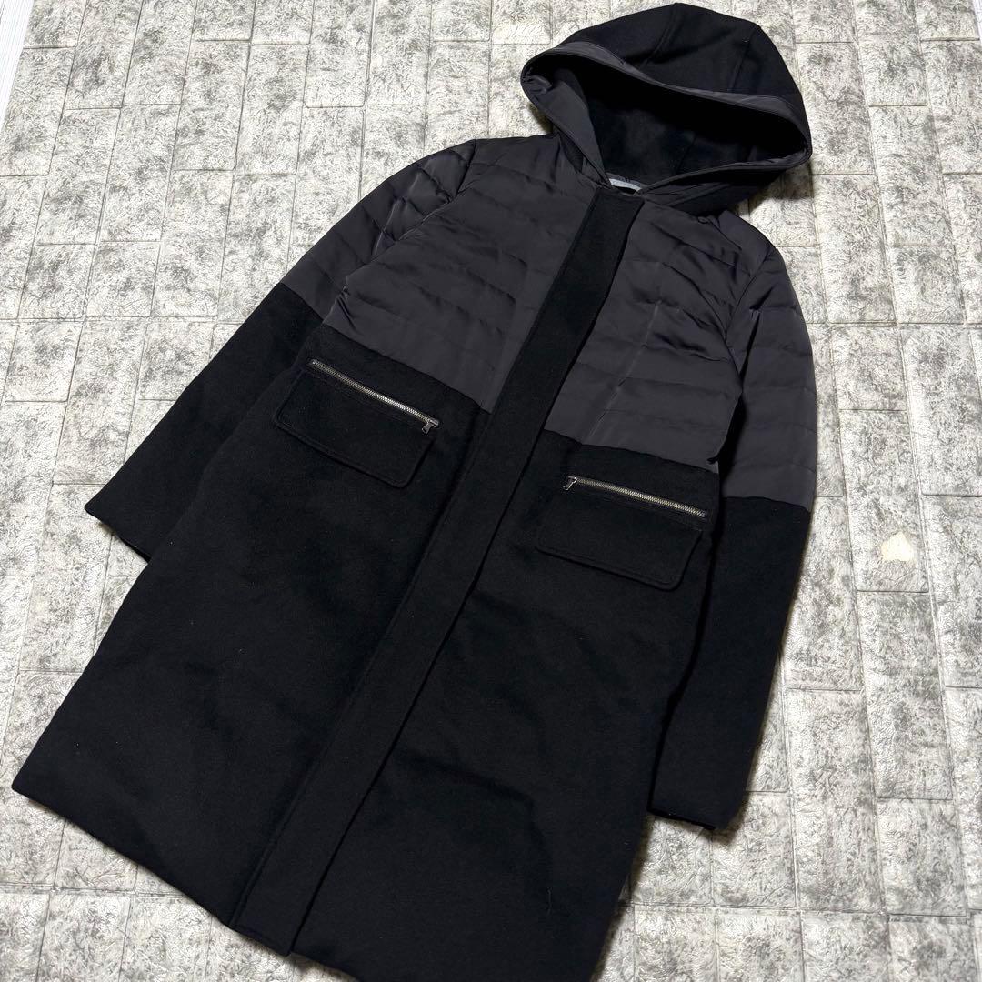 【美品】theory lux ダウンコート　異素材切り替え　フード