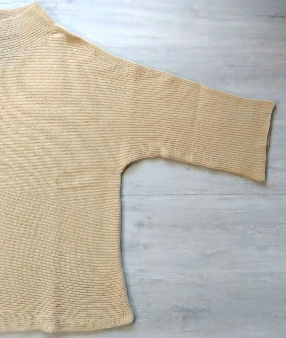 【ザロウ】カシミヤ100％　ボートネック　リブ編みニット　ビッグシルエット