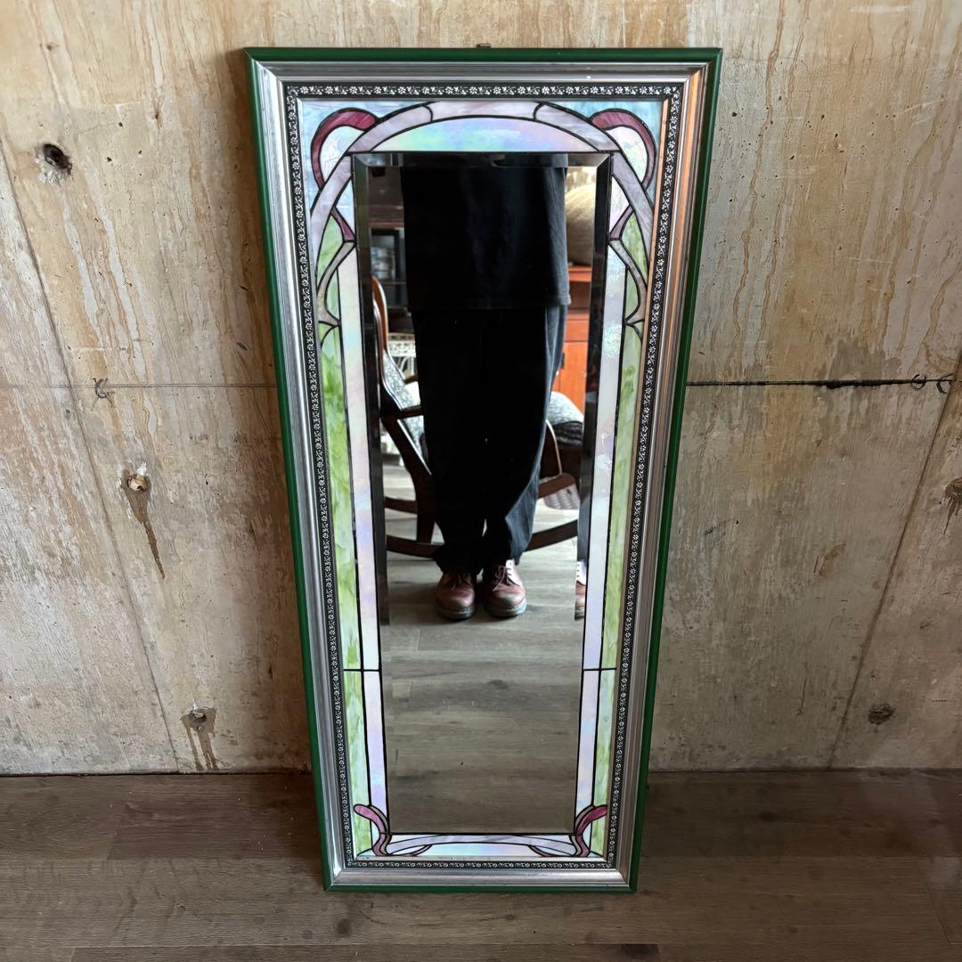 ステンドグラス　ウォールミラー　姿見　ロング　①