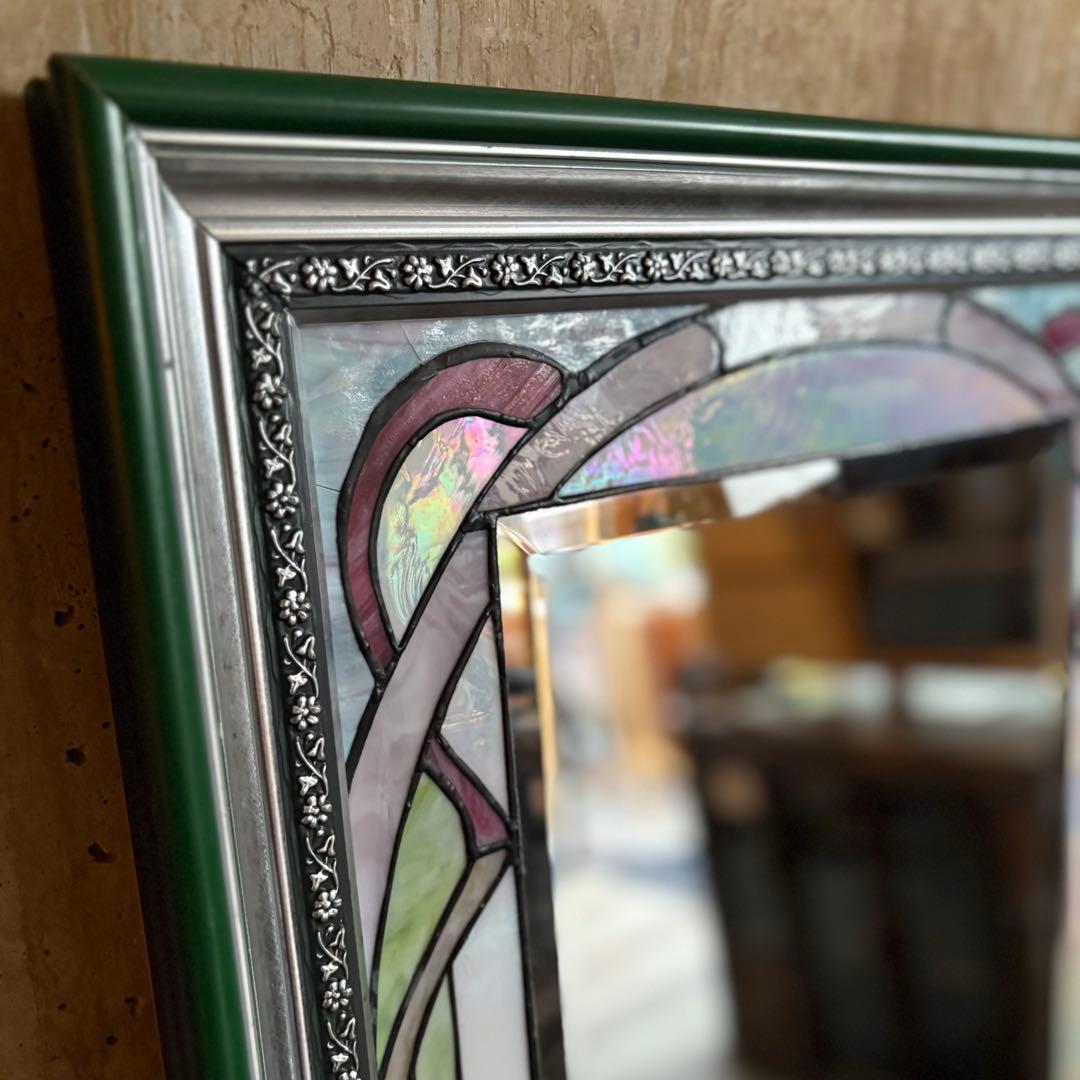 ステンドグラス　ウォールミラー　姿見　ロング　①