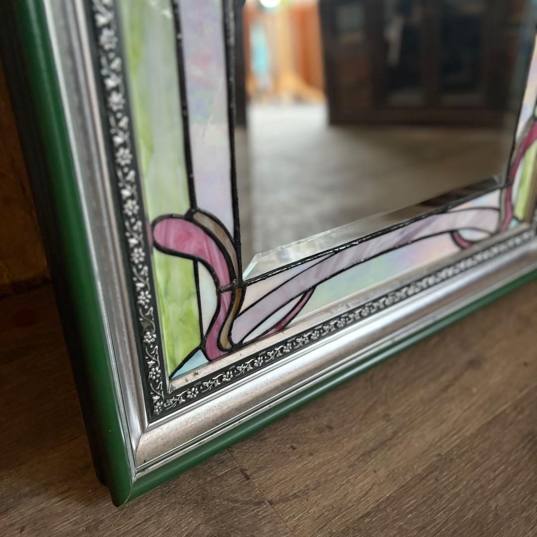 ステンドグラス　ウォールミラー　姿見　ロング　①