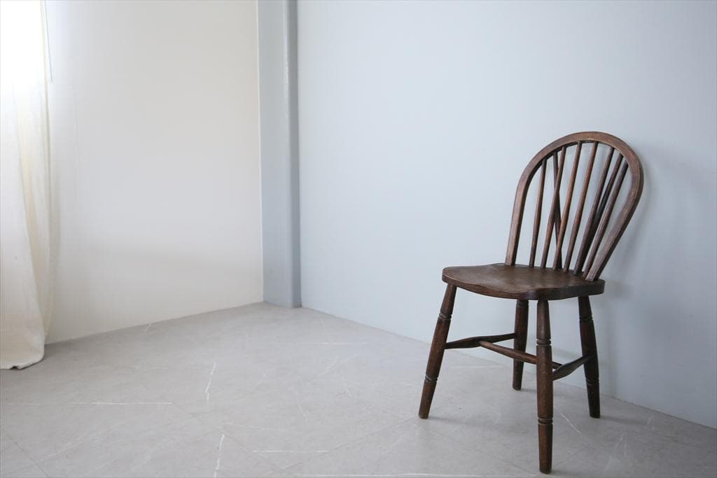 英国アンティーク木製キッチンチェア/ダイニングイス椅子/飾り棚(91-178)