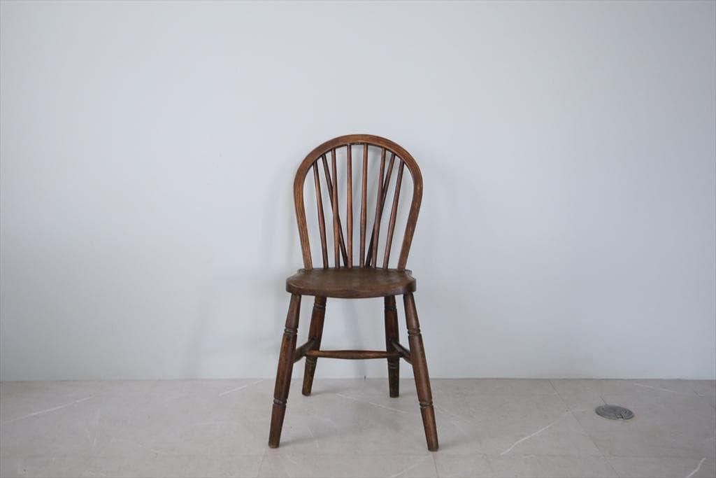 英国アンティーク木製キッチンチェア/ダイニングイス椅子/飾り棚(91-178)