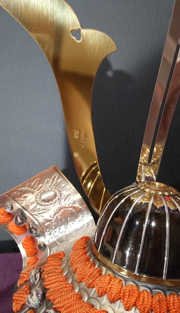 兜 剣付置物 剣付き 純銀 3号 金銀工芸家・伝統工芸士 武比古作