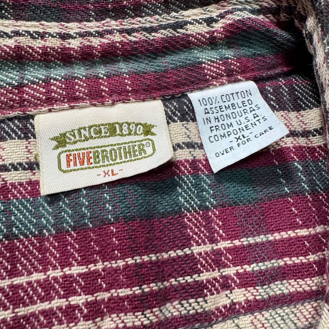 Five brotherヘビーネルシャツヘビネルピンクXL古着ファイブブラザー