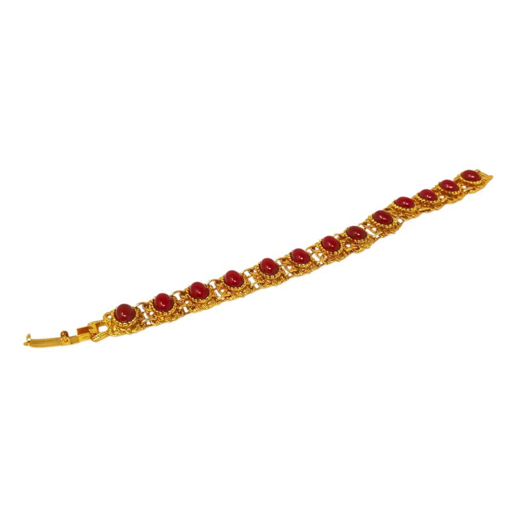 60s SPHINX ヴィンテージ ブレスレット 赤カボション フィリグリー