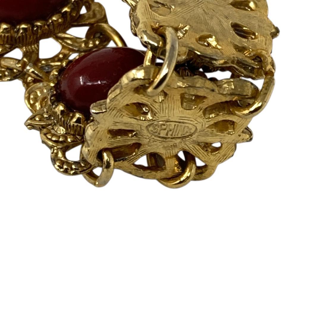 60s SPHINX ヴィンテージ ブレスレット 赤カボション フィリグリー