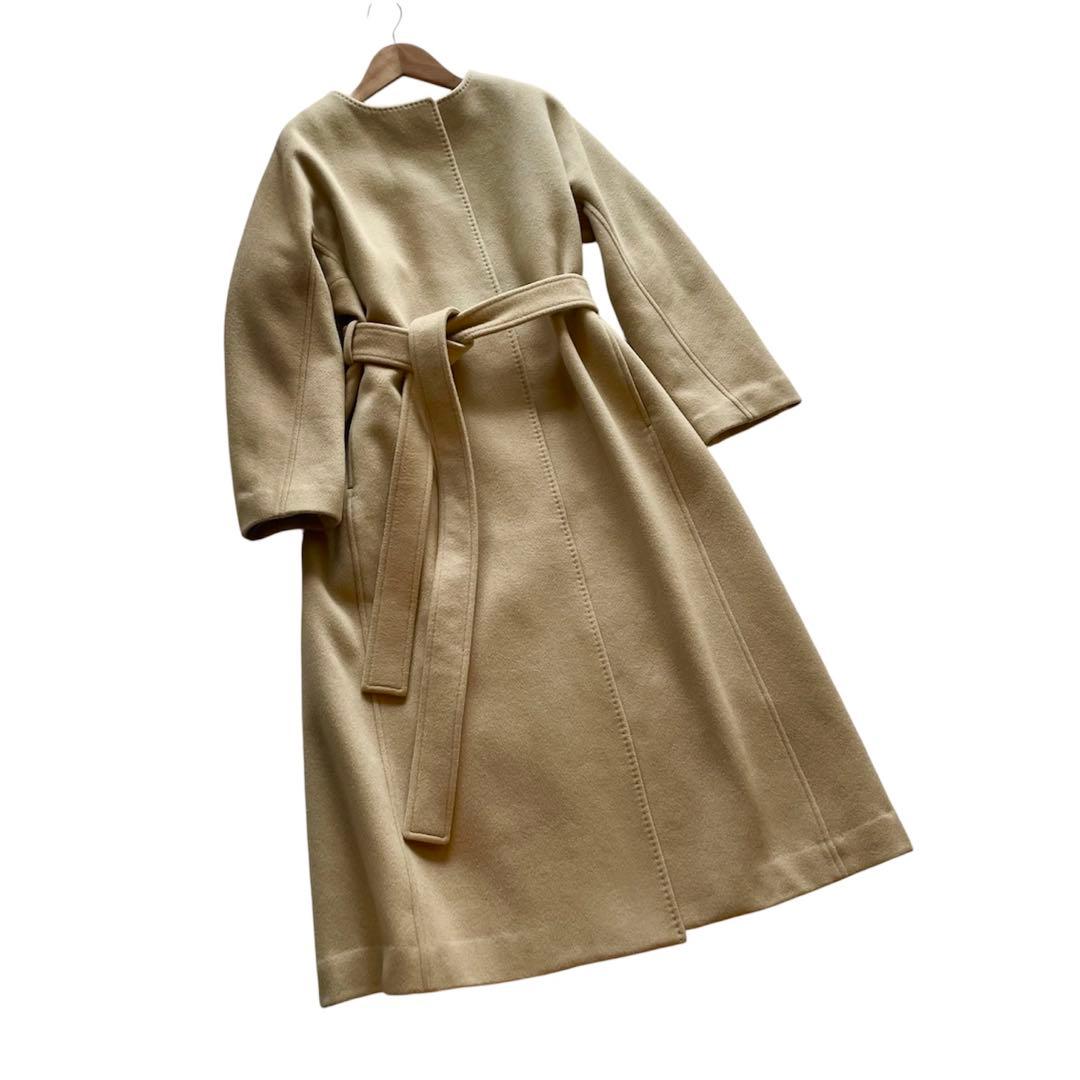 美品✨CELFORD カシミヤ100% ノーカラー ベルテッドコート