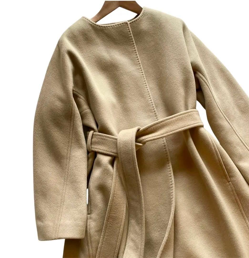 美品✨CELFORD カシミヤ100% ノーカラー ベルテッドコート