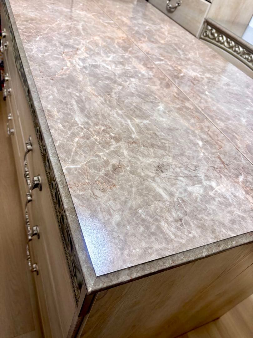 アンティークホワイト チェスト　3段ダブル　６段　木製　ⅲ