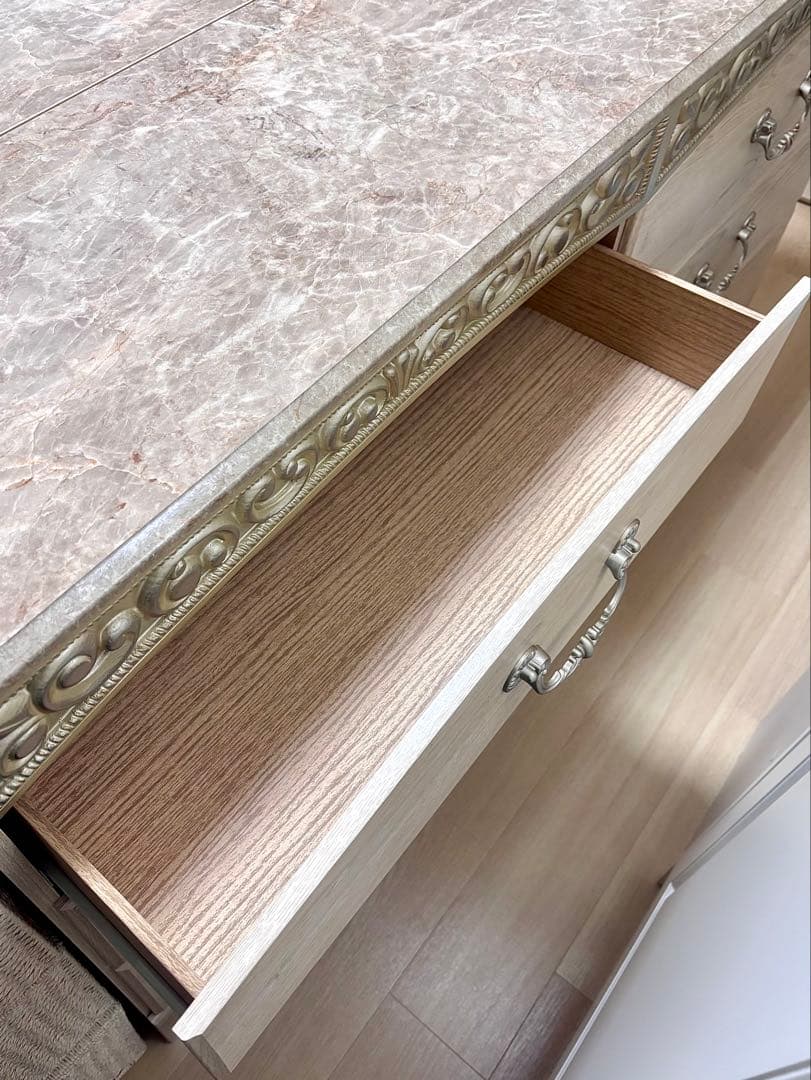 アンティークホワイト チェスト　3段ダブル　６段　木製　ⅲ