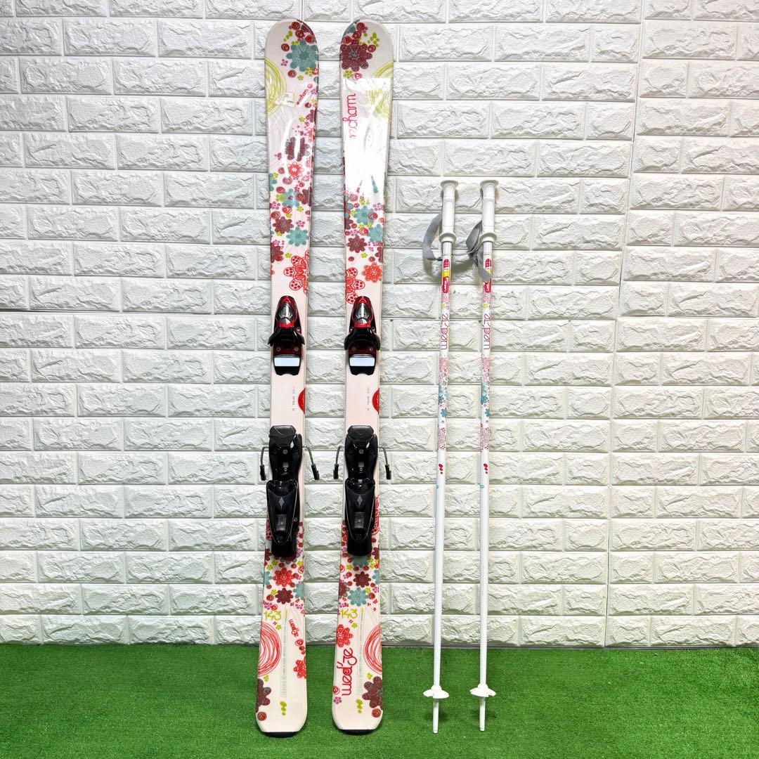 美品　スキー板　レディース　143 ステッキ　ケース付き　すぐ使える　良好