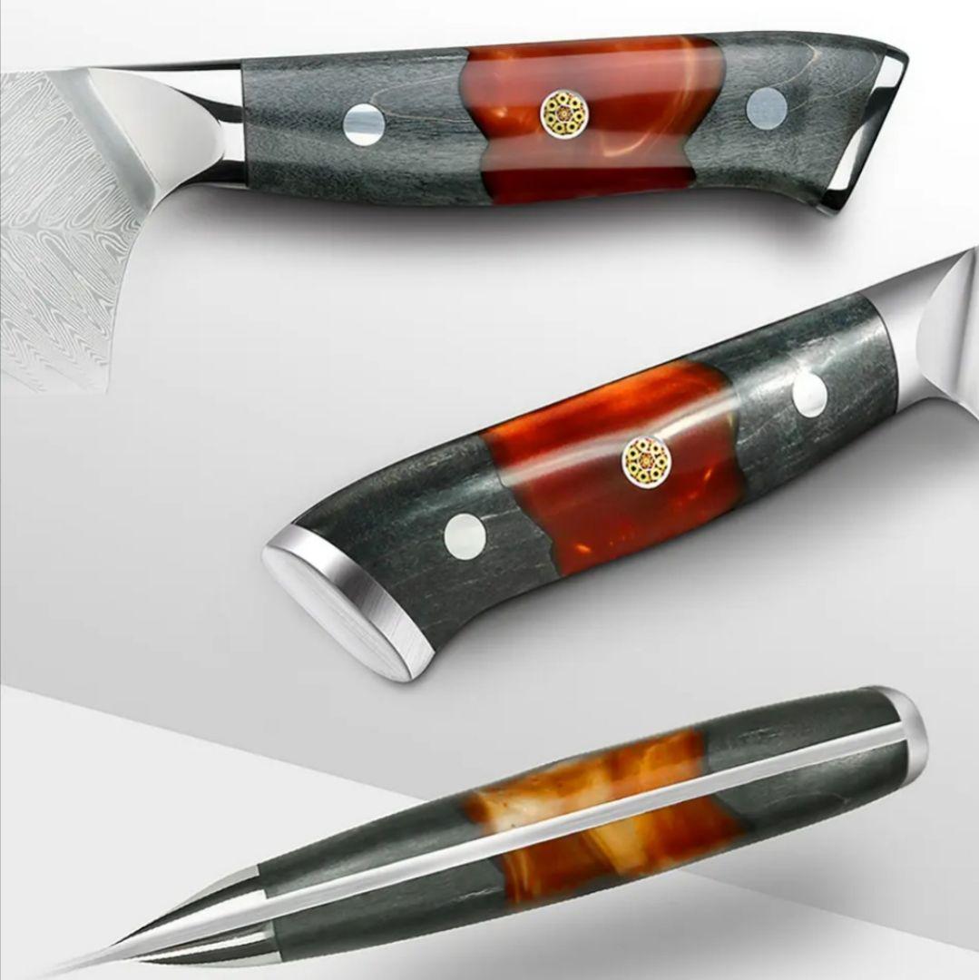 【新作】牛刀　VG10　73層ダマスカス鋼　赤柄