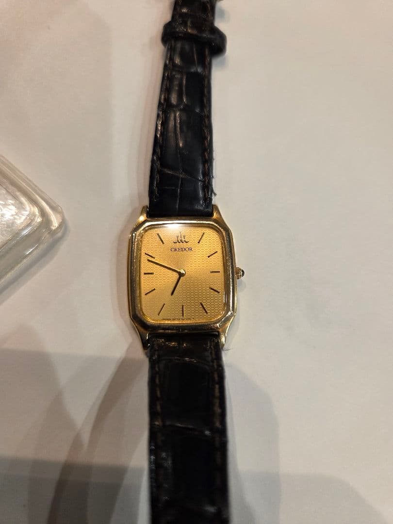 【美品】セイコーCredor ゴールド スクエア腕時計