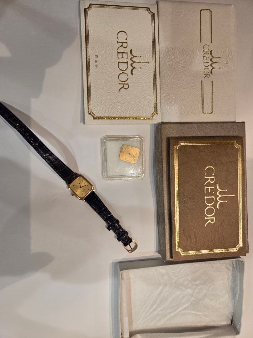 【美品】セイコーCredor ゴールド スクエア腕時計