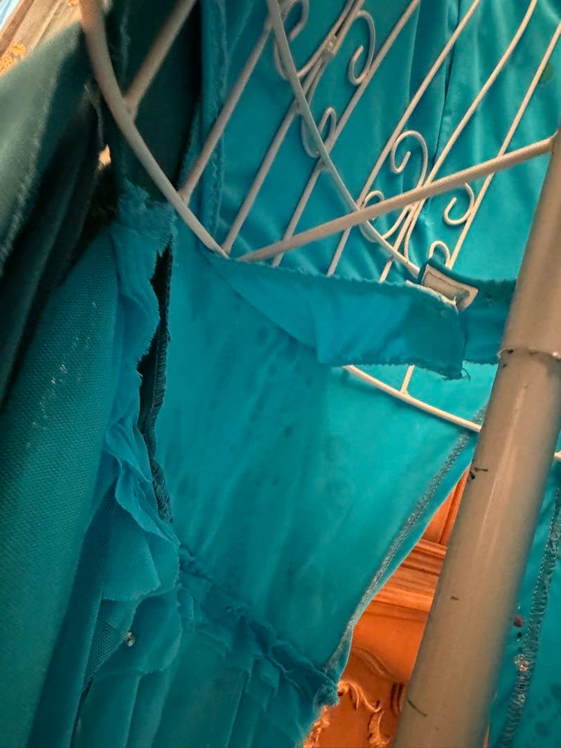 社交ダンス　ブルー　ラテン　ドレス　MＬ