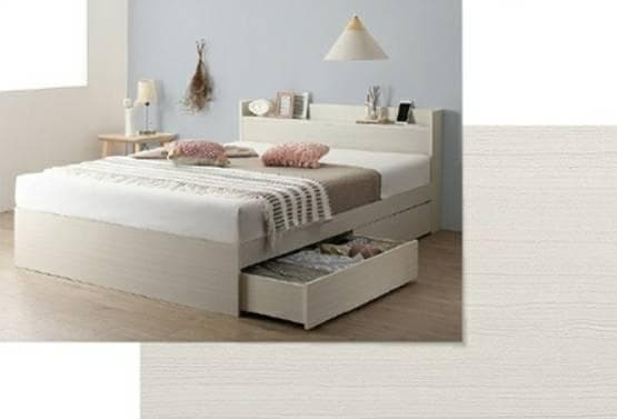 セミダブル・Newデザイン2杯収納コンセント付き・ニュアンスホワイト 8-9