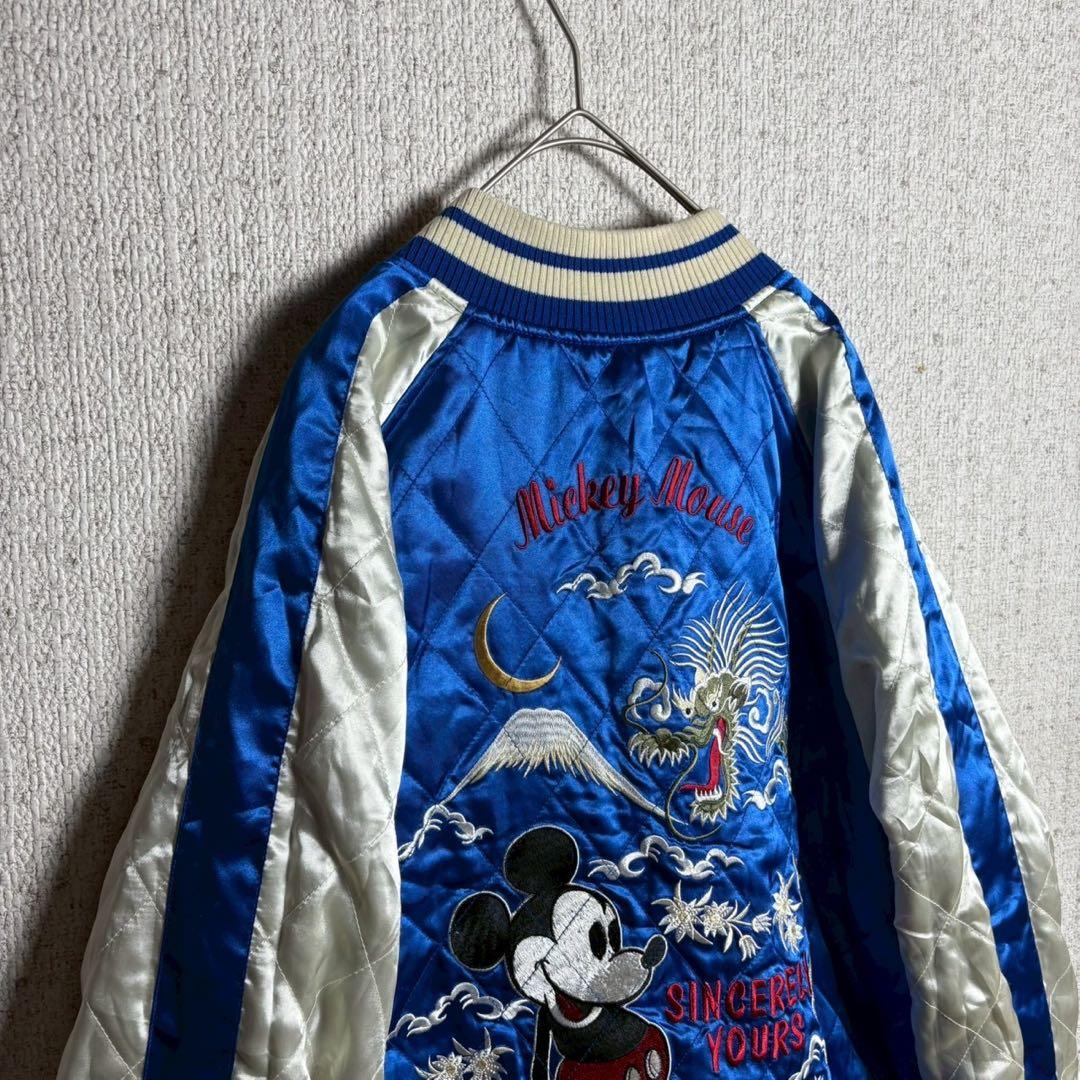 【別珍　リバーシブル】Disney スカジャン　ミッキー　ベロア　袖刺繍　M