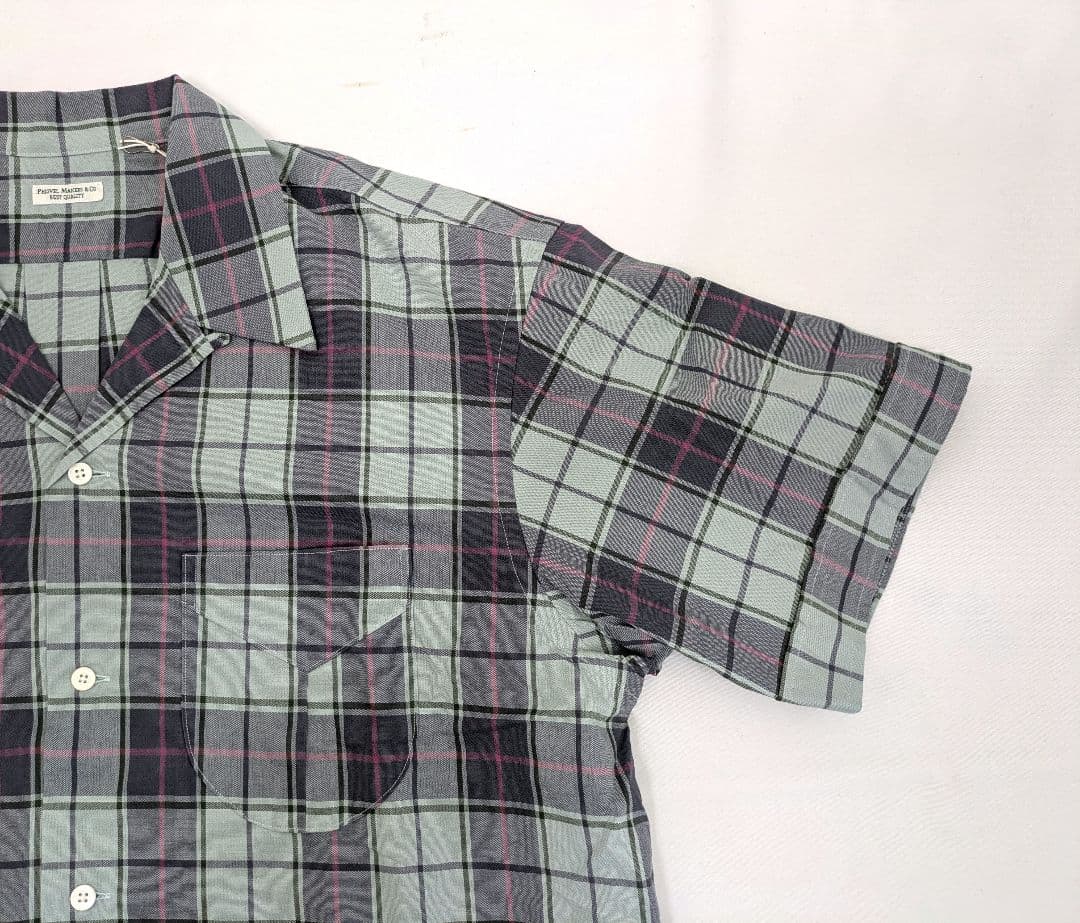 Mr.DページですPHIGVELキャンブリックチェックオープンカラーシャツ
