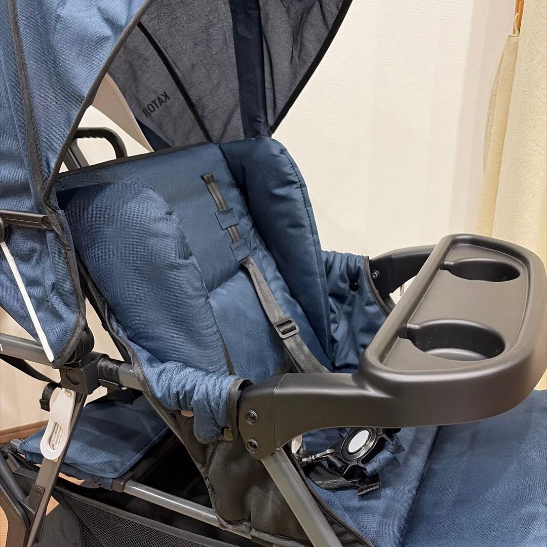 【美品】カトージ　KATOJI 2人でゴー 2人乗り ベビーカー ネイビー