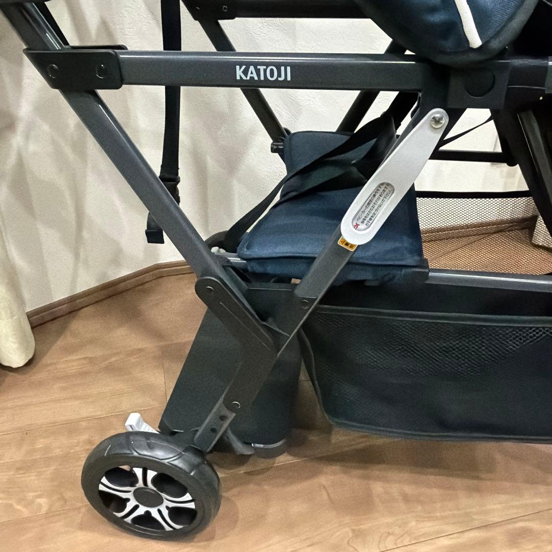【美品】カトージ　KATOJI 2人でゴー 2人乗り ベビーカー ネイビー