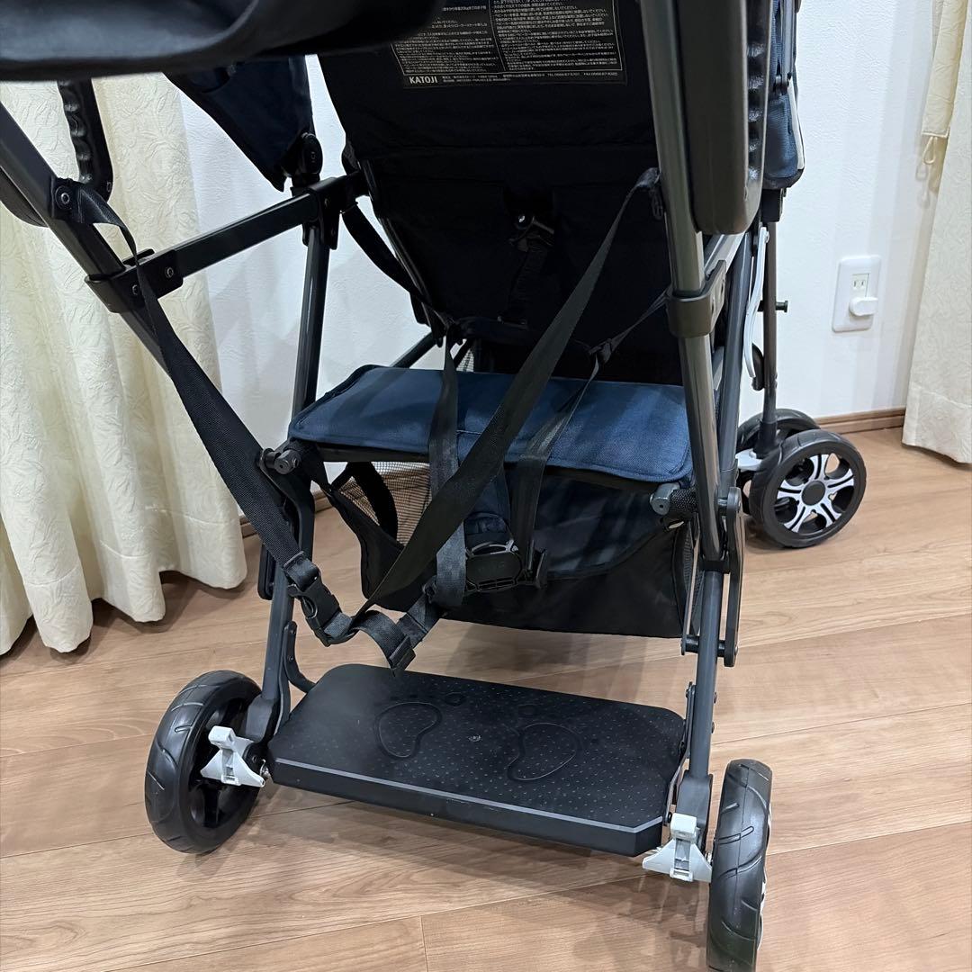 【美品】カトージ　KATOJI 2人でゴー 2人乗り ベビーカー ネイビー