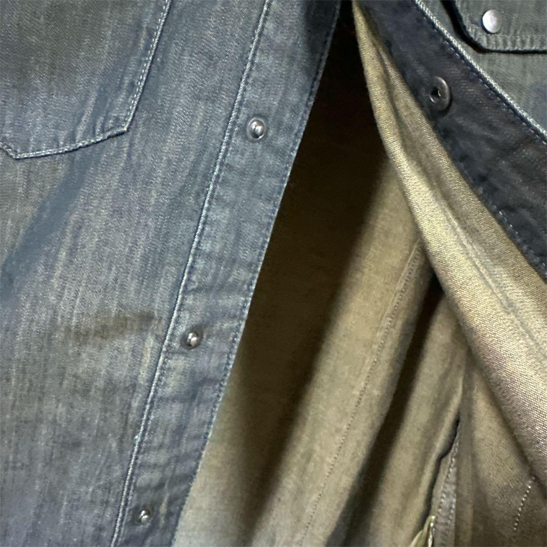 ディーゼル　ブラックゴールド グラデーション ウエスタン デニムシャツ L 長袖