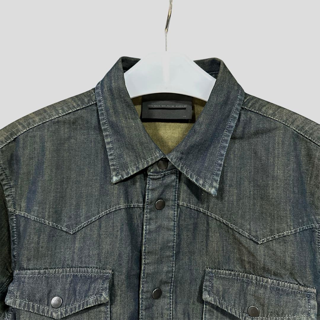 ディーゼル　ブラックゴールド グラデーション ウエスタン デニムシャツ L 長袖