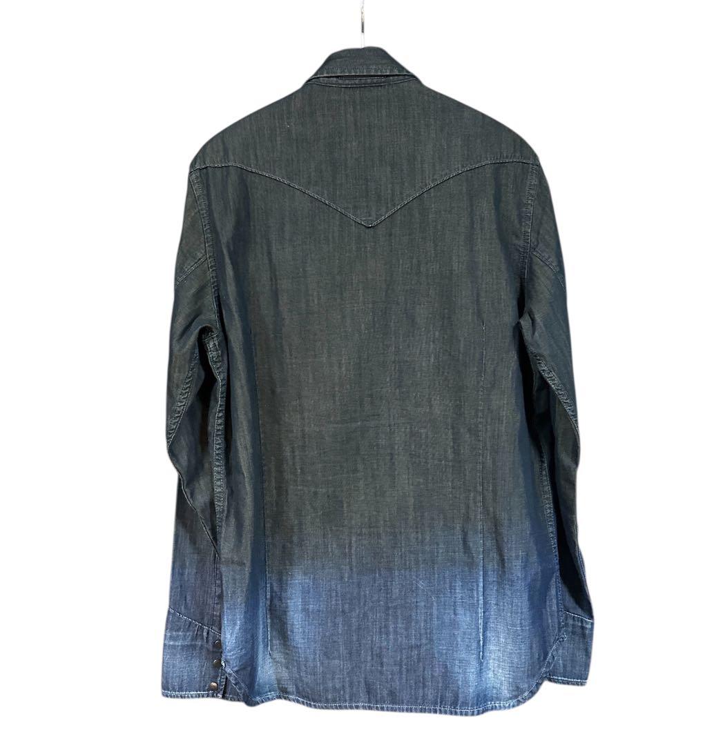 ディーゼル　ブラックゴールド グラデーション ウエスタン デニムシャツ L 長袖
