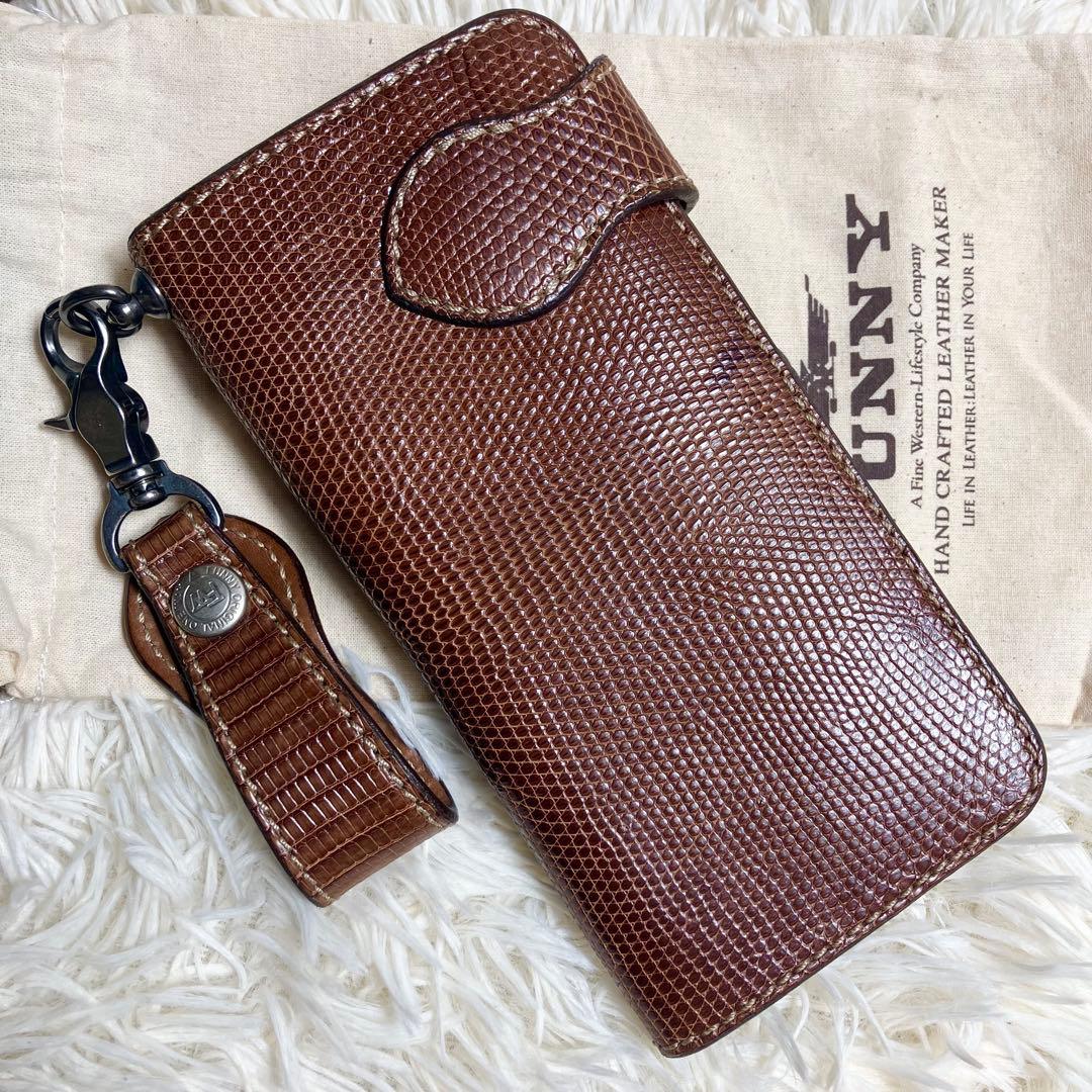 【良品】 FUNNY 折り財布 リザード コンチョ