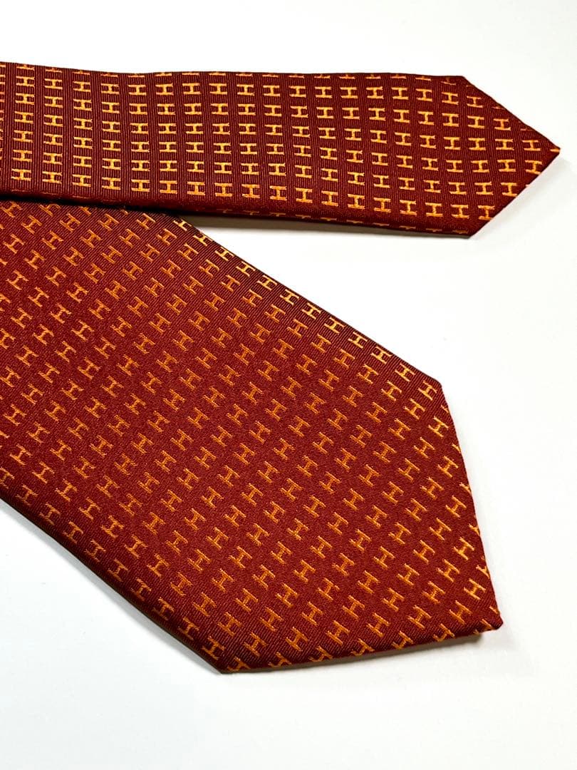 ✨未使用✨HERMES エルメス　ネクタイ　H柄　高級シルク　ファソネH
