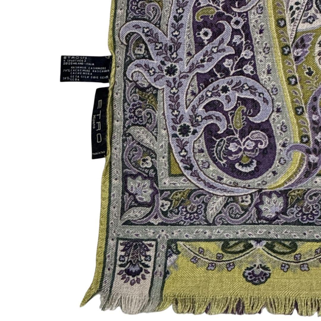極美品✨ETRO エトロ シルク混 ペイズリー イタリア 大判ストール スカーフ