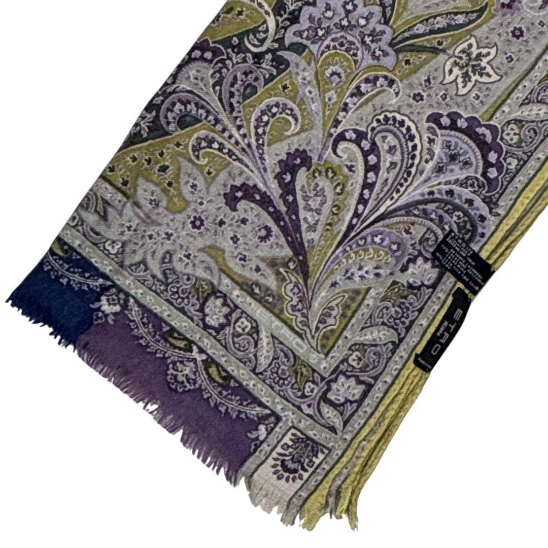 極美品✨ETRO エトロ シルク混 ペイズリー イタリア 大判ストール スカーフ