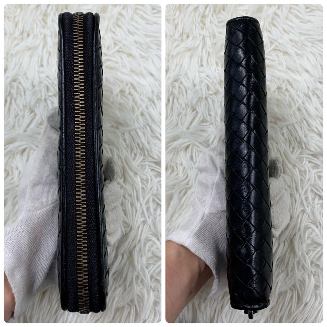 【✨美品✨】 ボッテガヴェネタ イントレチャート ラウンドファスナー ブラック