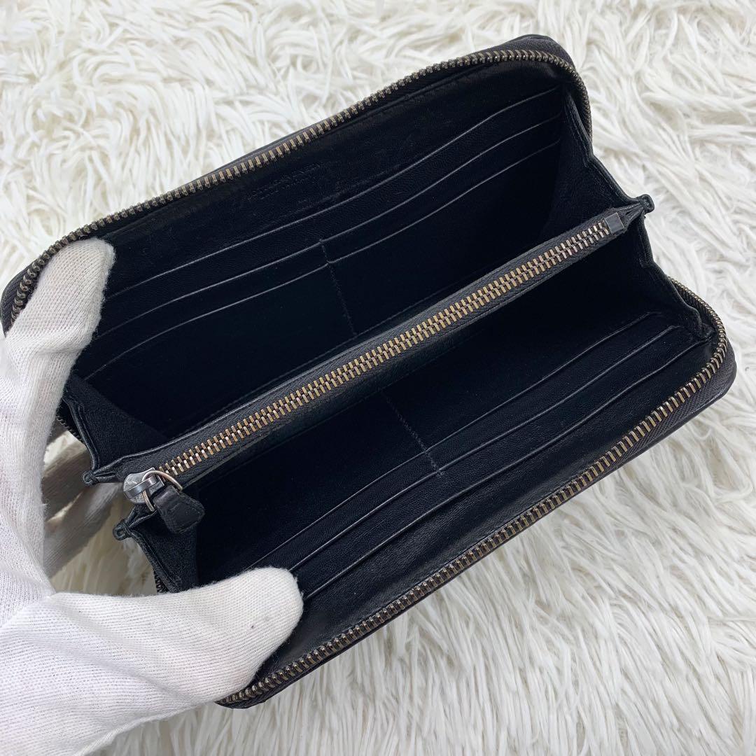 【✨美品✨】 ボッテガヴェネタ イントレチャート ラウンドファスナー ブラック