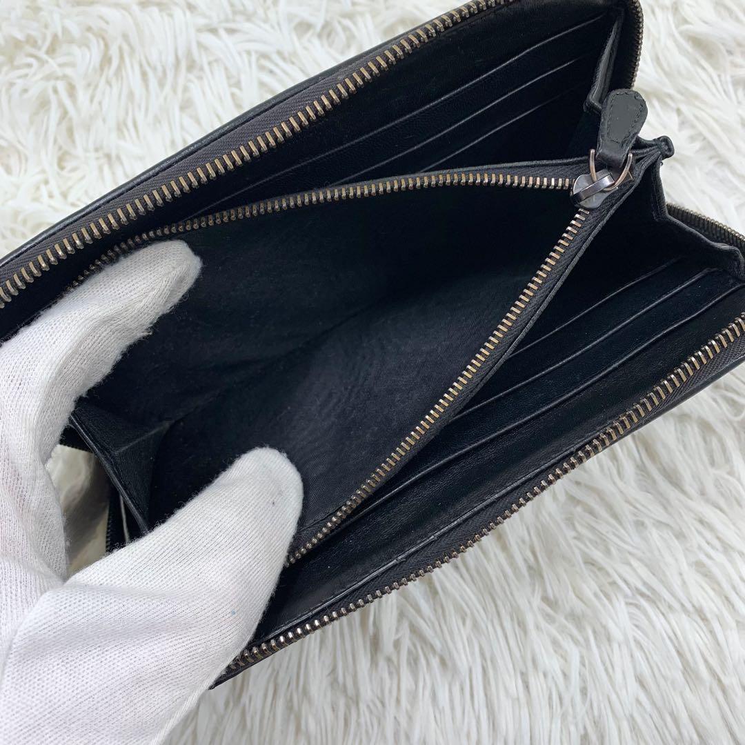 【✨美品✨】 ボッテガヴェネタ イントレチャート ラウンドファスナー ブラック