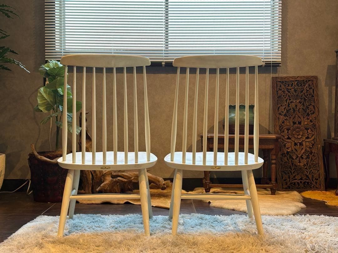 ①太平 ウィンザーチェア　ホワイト　ゴールドスミスチェア　2脚セット　IZ