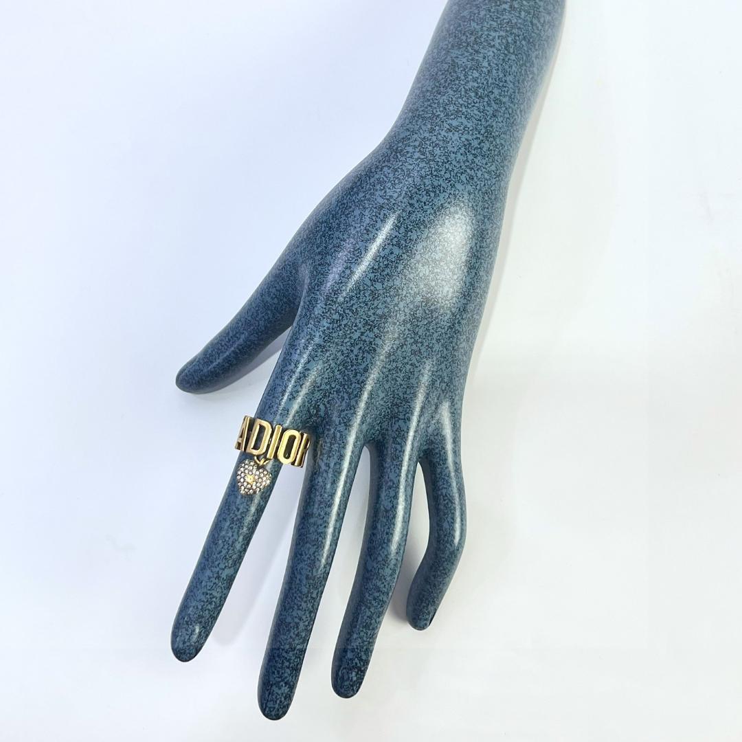 Dior ディオール J'Adior クリスタル ハート チャーム リング 美品