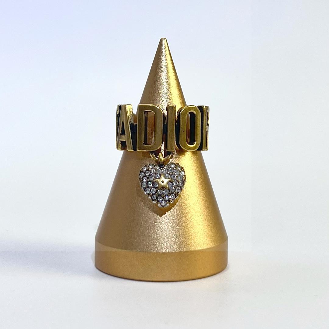 Dior ディオール J'Adior クリスタル ハート チャーム リング 美品