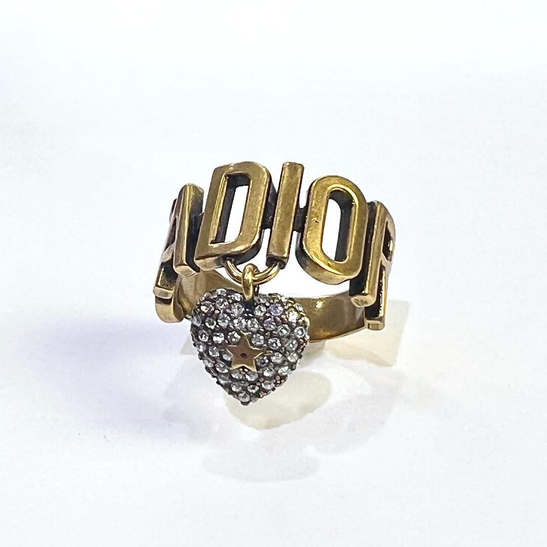 Dior ディオール J'Adior クリスタル ハート チャーム リング 美品