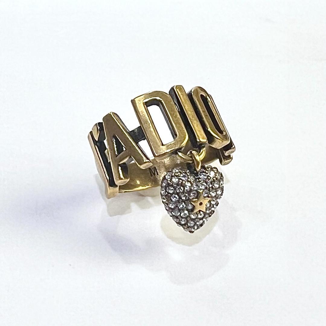 Dior ディオール J'Adior クリスタル ハート チャーム リング 美品
