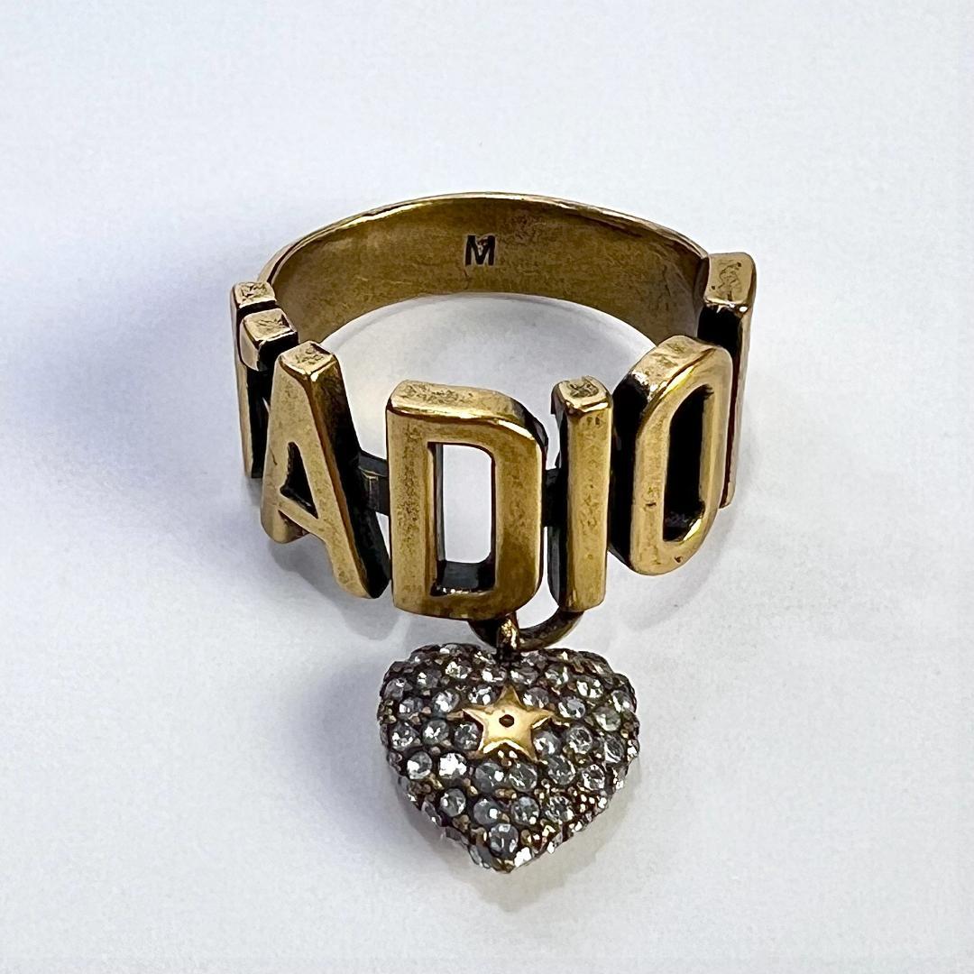 Dior ディオール J'Adior クリスタル ハート チャーム リング 美品