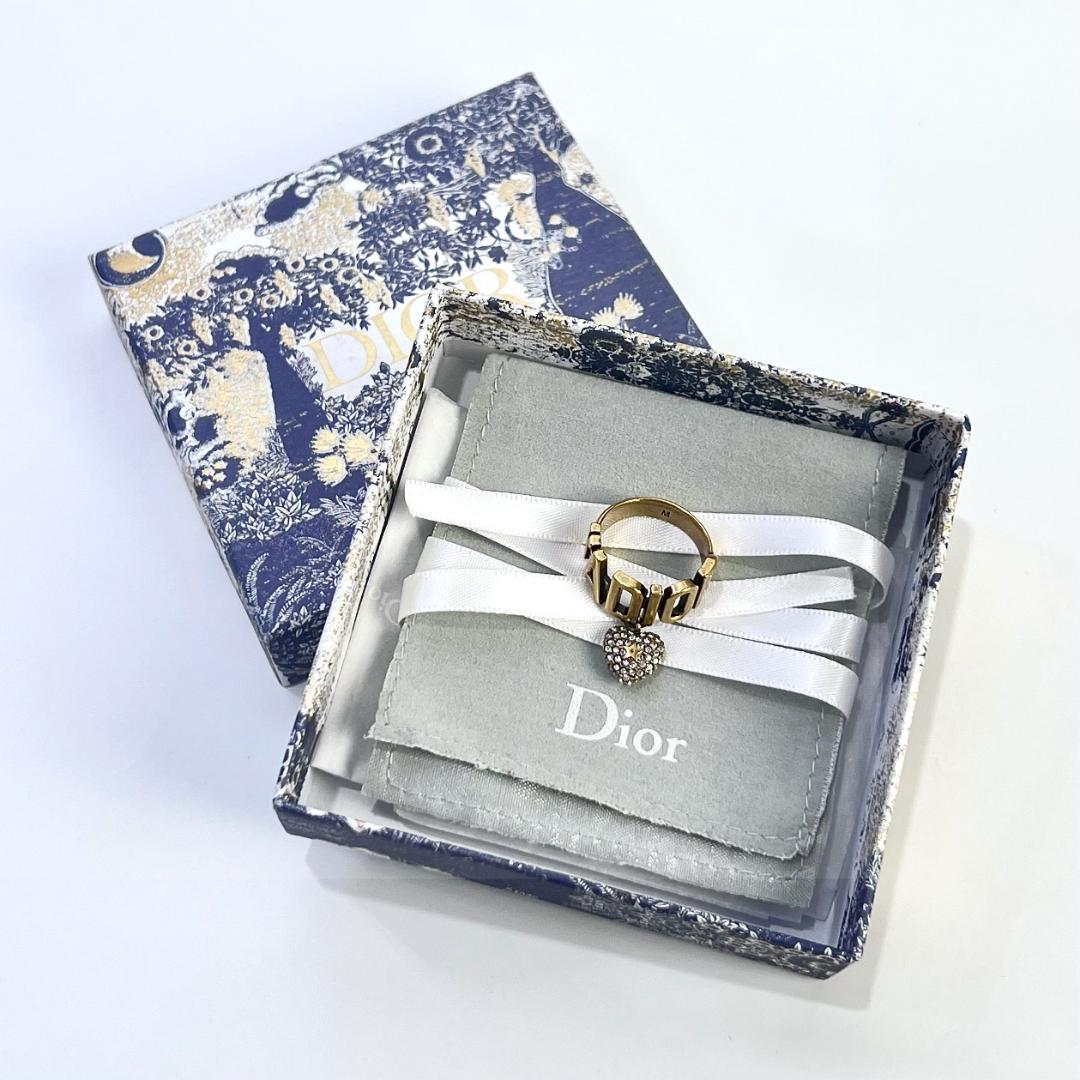 Dior ディオール J'Adior クリスタル ハート チャーム リング 美品