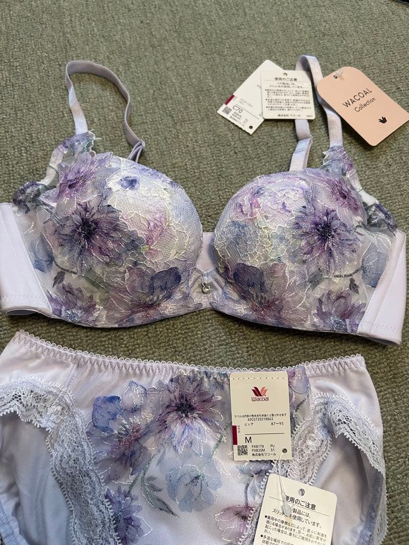 Wacoal 花柄ブラジャーショーツセット C70 M
